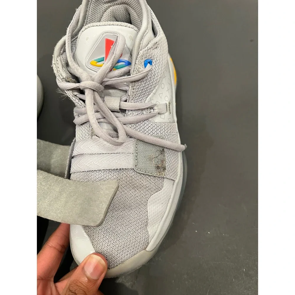 Nike PG 2.5 x PlayStation Basketball Shoes Youth 4 Wolf Grey Comfort Hook & Loop